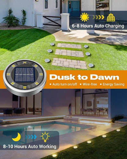 btfarm 12 Pack Solar Lights Outdoor, 8 LED Solar Ground Lights IP65 Waterproof - Image 2