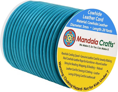Mandala Crafts Round Genuine Teal Leather Cord by MandalaCrafts