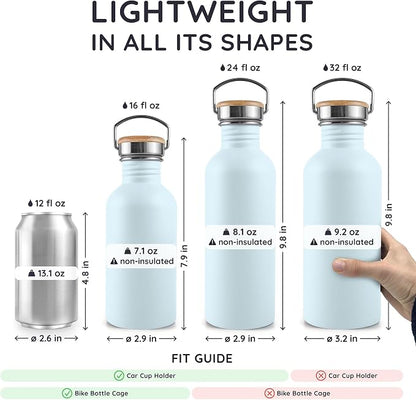 Bambaw Metal Water Bottle 750 ml, Light Blue Sports Bottle, Non-Insulated Water - Image 5