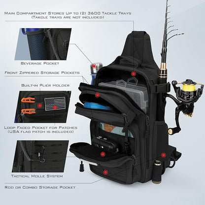 KastKing BlowBak Tactical Sling Tackle Bag-Lightweight Fishing Backpack Storge - Image 5