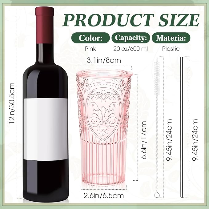 8 Set 20oz Vintage Plastic Tumbler - Image 2