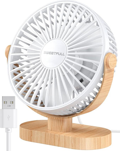 SWEETFULL Small USB Desk Fan 6.5 Inch, 3 Speeds Portable Personal Desktop Table by SweetFull%C2%AE