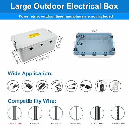 NineLeaf Large Outdoor Electrical Box Waterproof, IP54 Weatherproof Extension - Image 5