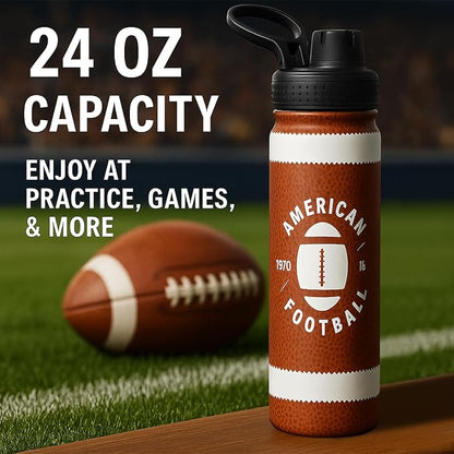 Football Water Bottle, 24 oz Insulated Stainless Steel Sports Bottle - Image 7