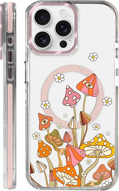 Case for iPhone 15 Pro, Retro Mushroom Sunflower Phone Case Design，for Women by Toulas
