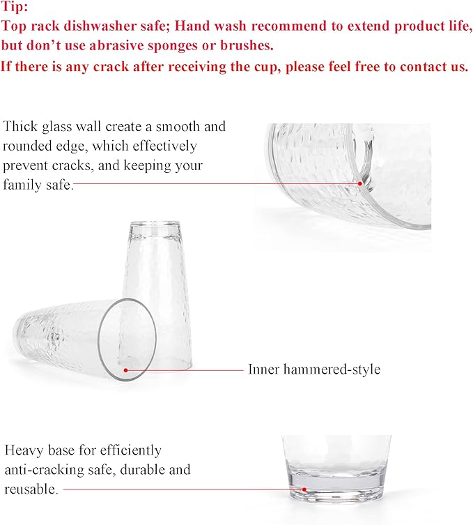 KOXIN-KARLU Hammered 26-ounce Plastic Tumbler Acrylic Glasses - Image 3