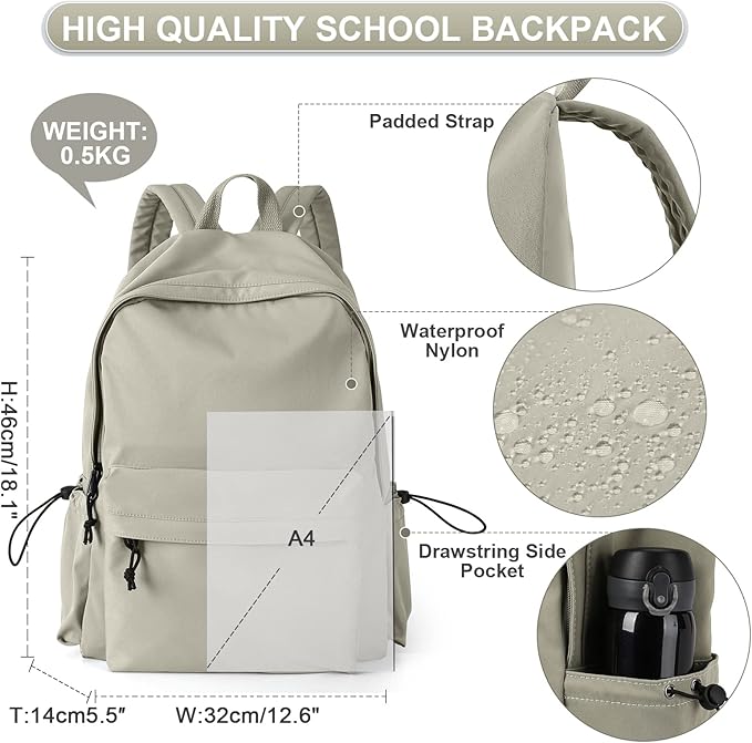 Purple School Backpack for Girls Water Resistant High School Book Bag Simple - Image 2