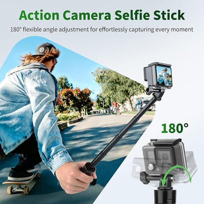 JOILCAN 25.2" Selfie Stick Tripod, Action Camera Vlog Tripod, Portable Handle - Image 4