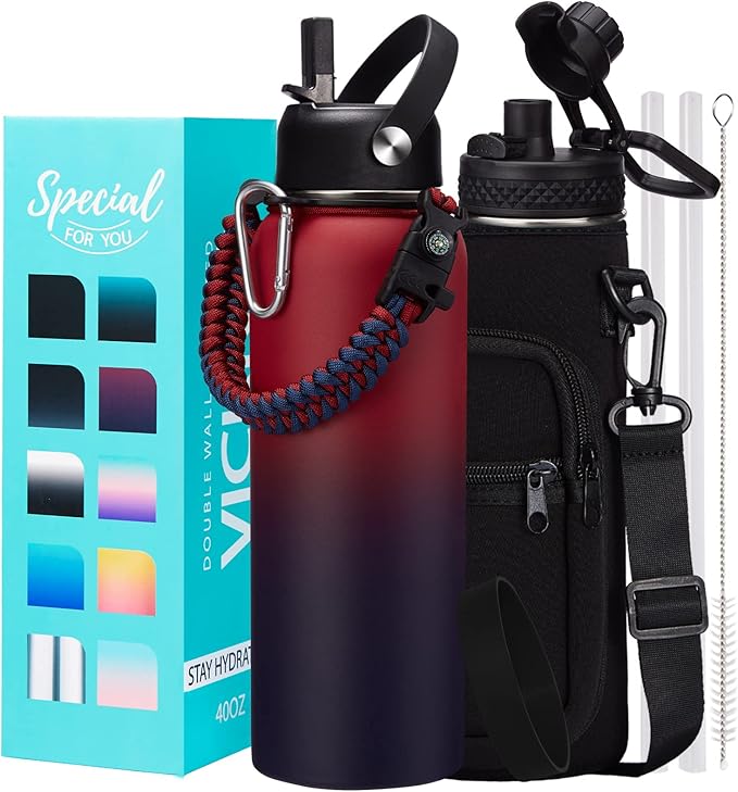 40 OZ Insulated Water Bottles by VICKNIY