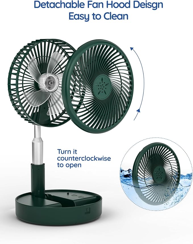 Primevolve Battery Operated Fan, Portable Rechargeable USB Floor Table Desk Fan - Image 7