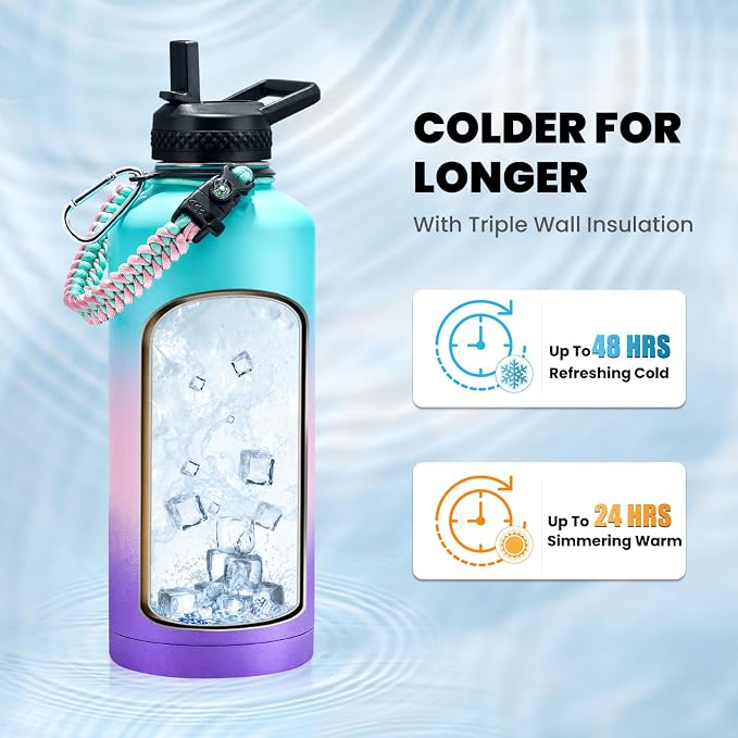 RAYMYLO Insulated Water Bottle 87 oz, Triple Wall Vacuum Stainless Steel - Image 2