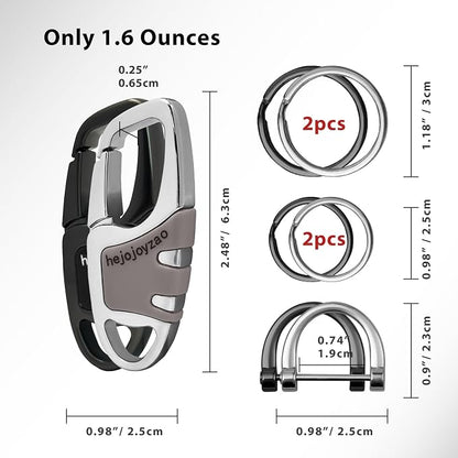 Keychain with Carabiner Clip, 4 Heavy Duty Key Rings and D Ring - Image 5