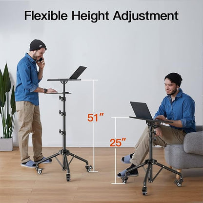 Amada Projector Stand with Wheels, Height Adjustable Rolling Stand with Mouse - Image 4