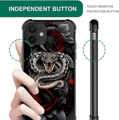 for iPhone 12 Mini Case, Entwined Rose Snake Pattern Graphic Design Girl Boy - Image 7