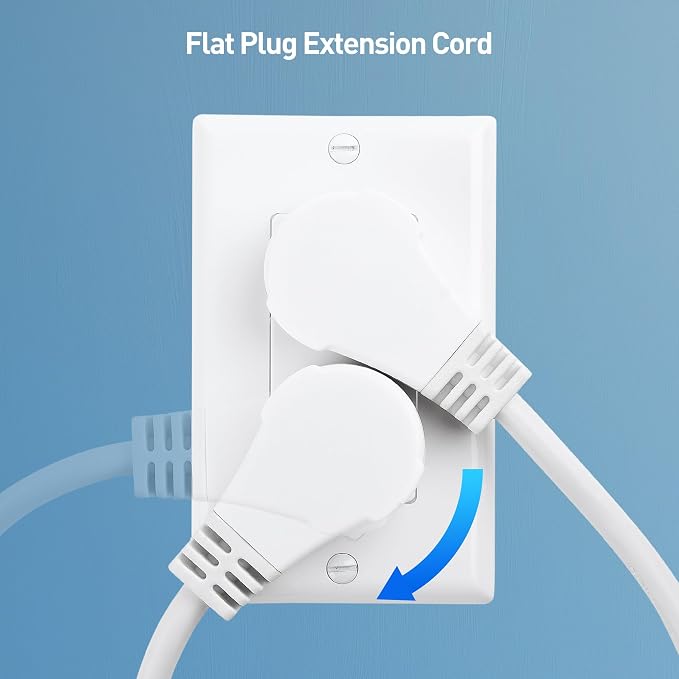 Cable Matters 2-Pack 16 AWG 360° Rotating Flat Plug Extension Cord - 10ft - Image 3
