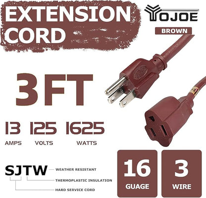 YOJOE Extension Cord, 3 Prong 13A Weatherproof Power Cord, 16 Gauge Heavy Duty - Image 2