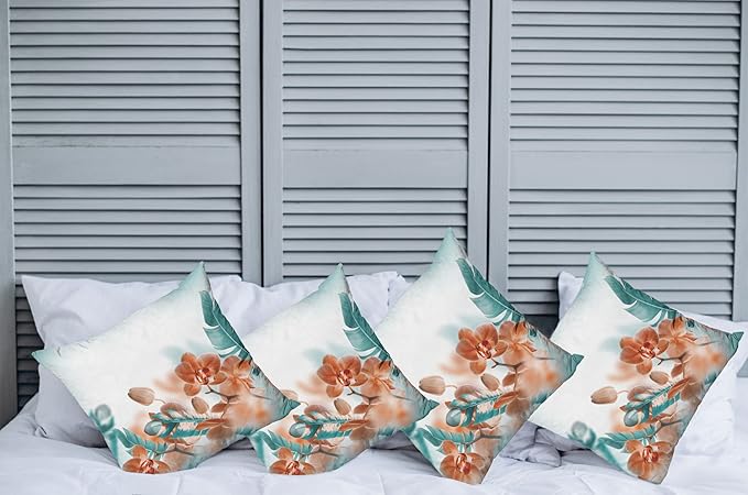 Ambesonne Tropical Throw Pillow Cushion Case Pack of 4, Exotic Orchids Blossom - Image 2