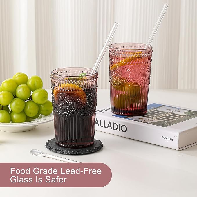 ZMOWIPDL Vintage Glassware Drinking Glasses Set of 6, 13 oz Purple Textured - Image 4