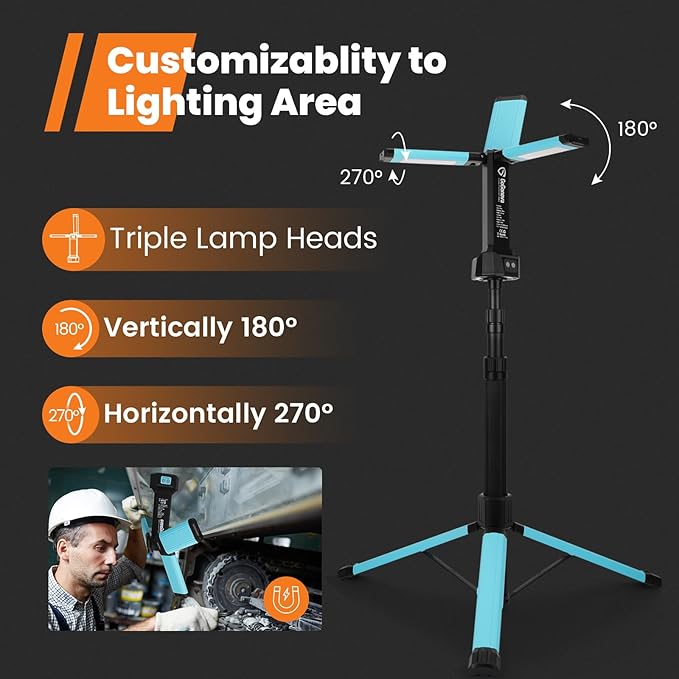 Rechargeable Work Light with Stand, GoGonova Cordless Work Light with Triple - Image 2