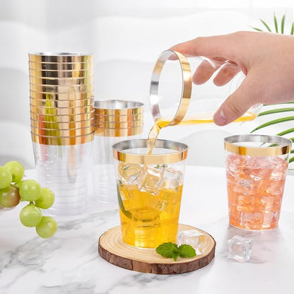 I00000 60PCS Gold Plastic Cups, 10 oz Clear Disposable Cups - Image 8