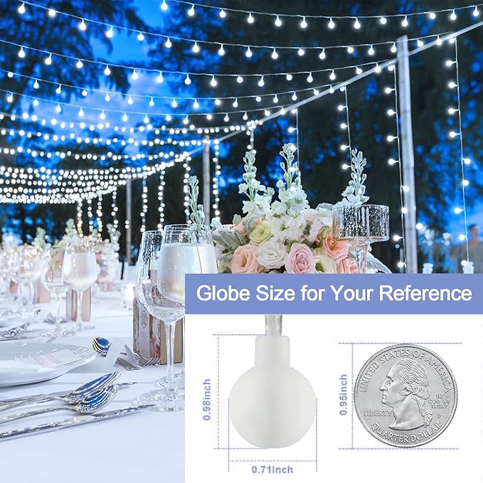JMEXSUSS 100 LED White String Lights Indoor, Connectable Globe String Lights - Image 6