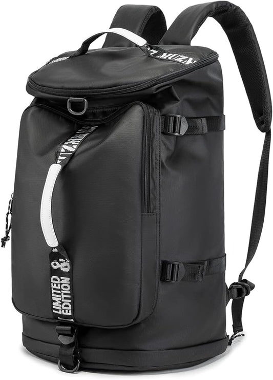 Gym Duffle Bag Waterproof black Laptop Backpack Suitable by FUNYAGO