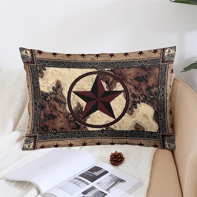 Western Texas Star Throw Pillow Covers Set of 2 Queen Size Rustic Vintage - Image 4