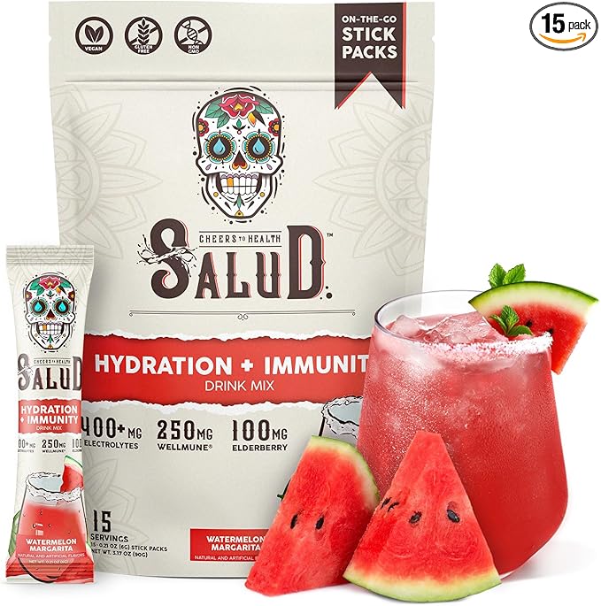 Salud 2-in-1 Hydration Packets + Immunity Electrolytes Powder, Watermelon by TasteSalud