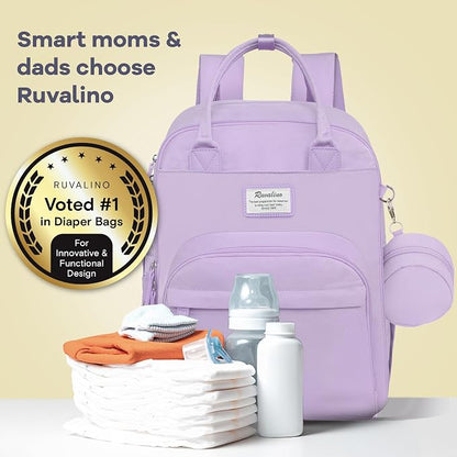 RUVALINO Diaper Bag Backpack, Large Capacity, Waterproof, Taro Purple - Image 7