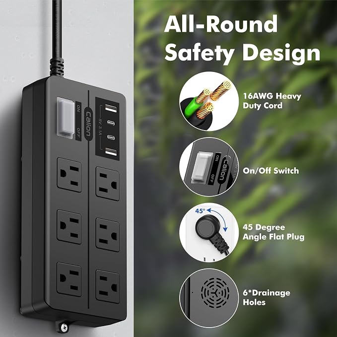 10FT Outdoor Waterproof Power Strip Surge Protector - Image 7