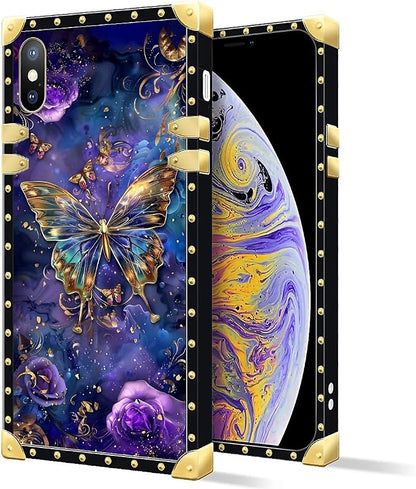 Compatible with iPhone Xs Max Case, Glistening Golden Butterfly Vibrant Purple - Image 2