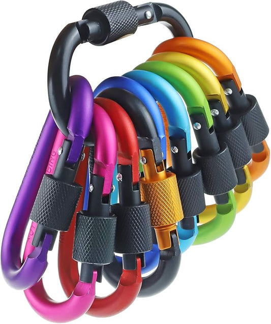 10 Pack Aluminum D Ring Key Rings Hiking Clips Locking Carabiner by IEBUOBO