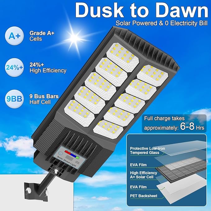 Solar Street Lights Outdoor Waterproof Dusk to Down - Image 2