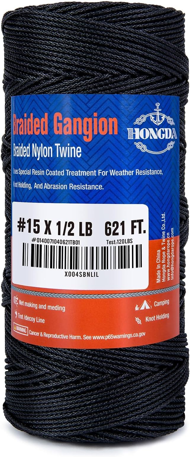 HONGDA #15 Braided Bank Line Twine, Braided Nylon String, 621 Feet Bank Line by hongda