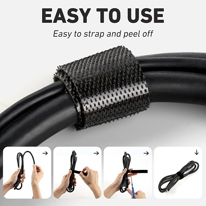 100ft x1/2 in Hook and Loop Roll, Hitotsu Reusable Fastening Tape Cable Ties - Image 6
