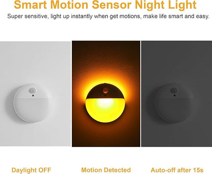 YUNLEX 2 Pack Amber Night Light, Battery Operated Night Light, 2.6" Small - Image 4