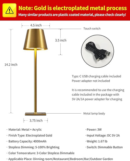KDG 2 Pack Cordless Table Lamp, Portable LED Desk Lamp, 4000mAh Battery Operated - Image 5