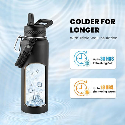 RAYMYLO Insulated Water Bottle 40 oz, Triple Wall Vacuum Stainless Steel - Image 2