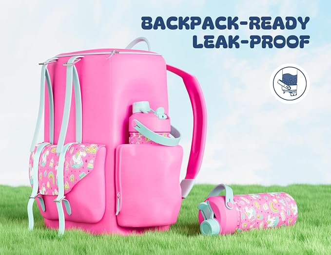 18 oz Kids Water Bottle for School: Leakproof, 2-in-1 Straw Spout Lid, Easy - Image 4