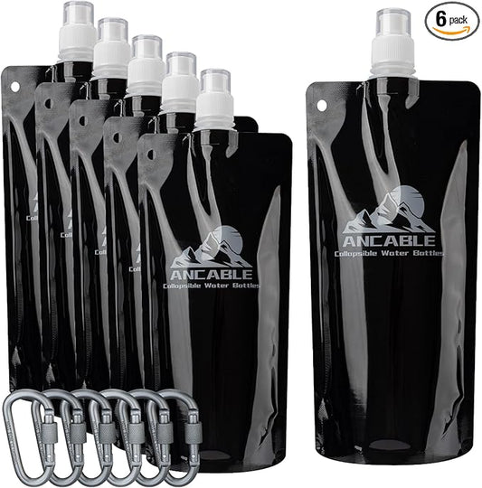 Ancable 17oz Collapsible Water Bottles, BPA-Free Water Bottle by Ancable