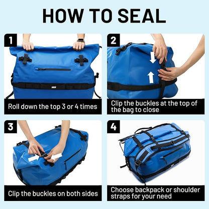 MIER Waterproof Duffel Bag Motorcycle Dry Bag Backpack Large Roll-Top Heavy - Image 6