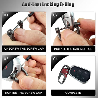 Keychain with Carabiner Clip, 4 Heavy Duty Key Rings and D Ring - Image 9