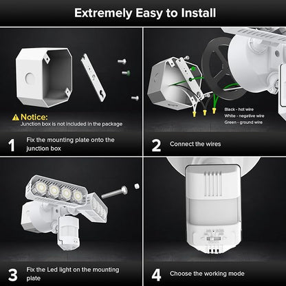 SANSI 7000LM Brightness Motion Sensor Outdoor Light, Dusk to Dawn LED Flood - Image 7