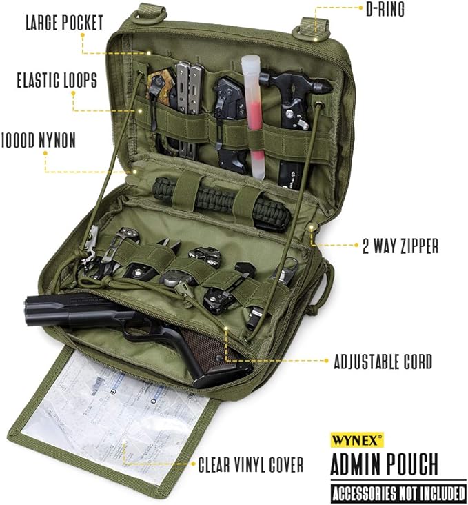 WYNEX Tactical Molle Admin Pouch of Double Layer Design, Admin Pouches Molle - Image 2