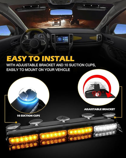 HLauto 604N Emergency Dash Strobe Lights: 2x16.8 inch Amber Security Light - Image 5