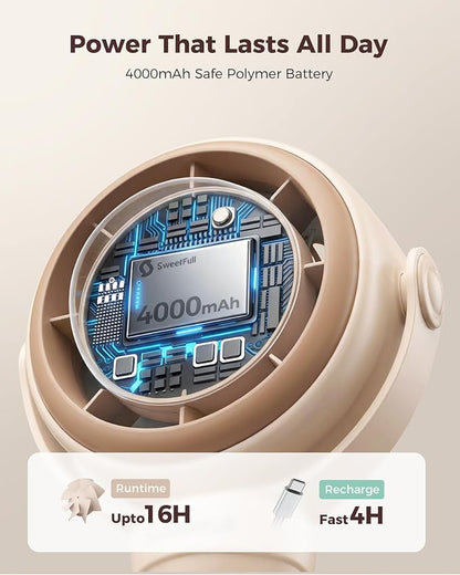 SWEETFULL Baby Stroller Fan - 4000mAh Rechargeable 4-Speed Quiet - Image 4