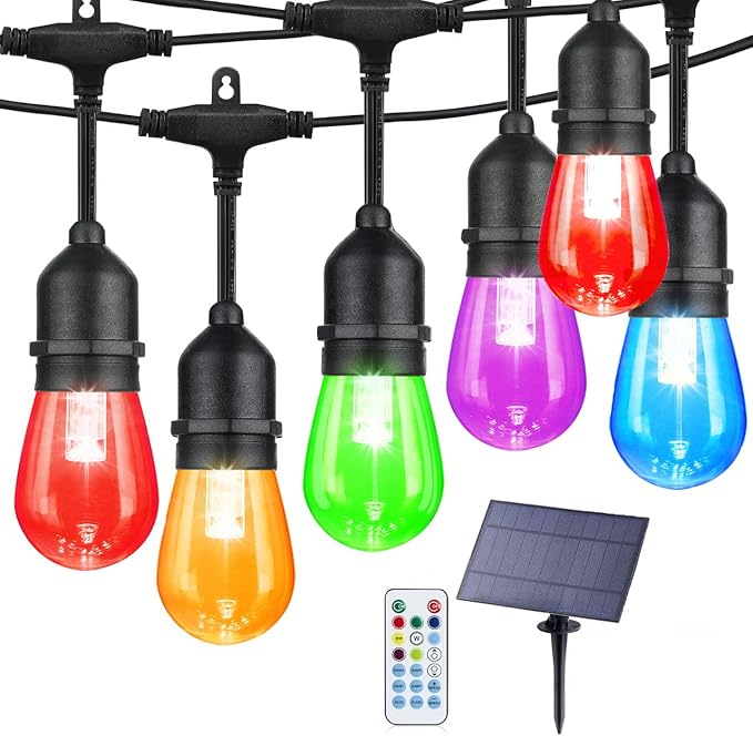 Auroraworld 24FT RGB Outdoor String Lights, Dimmable Color Changing Waterproof by Auroraworld