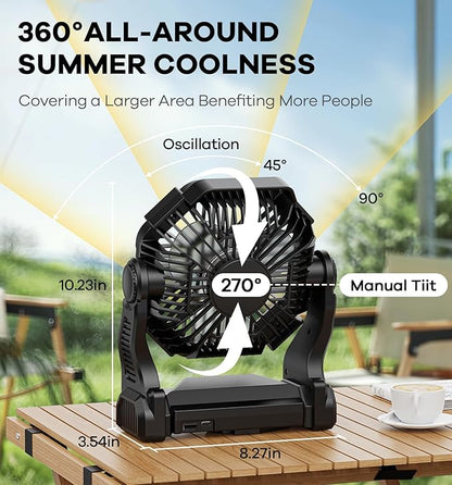 DOWILLDO 20000mAh Portable Battery Powered Camping Fan - - Image 3