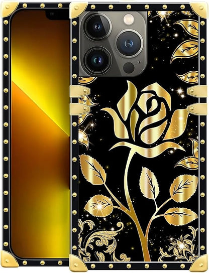 Compatible with iPhone 13 Pro Max Case, Shine Gold Rose Luxury Golden Decoration by Unknown