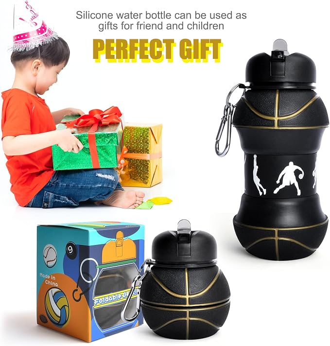 Louis Donné Silicone Collapsible Water Bottle, Toddler Water Bottle Black - Image 6
